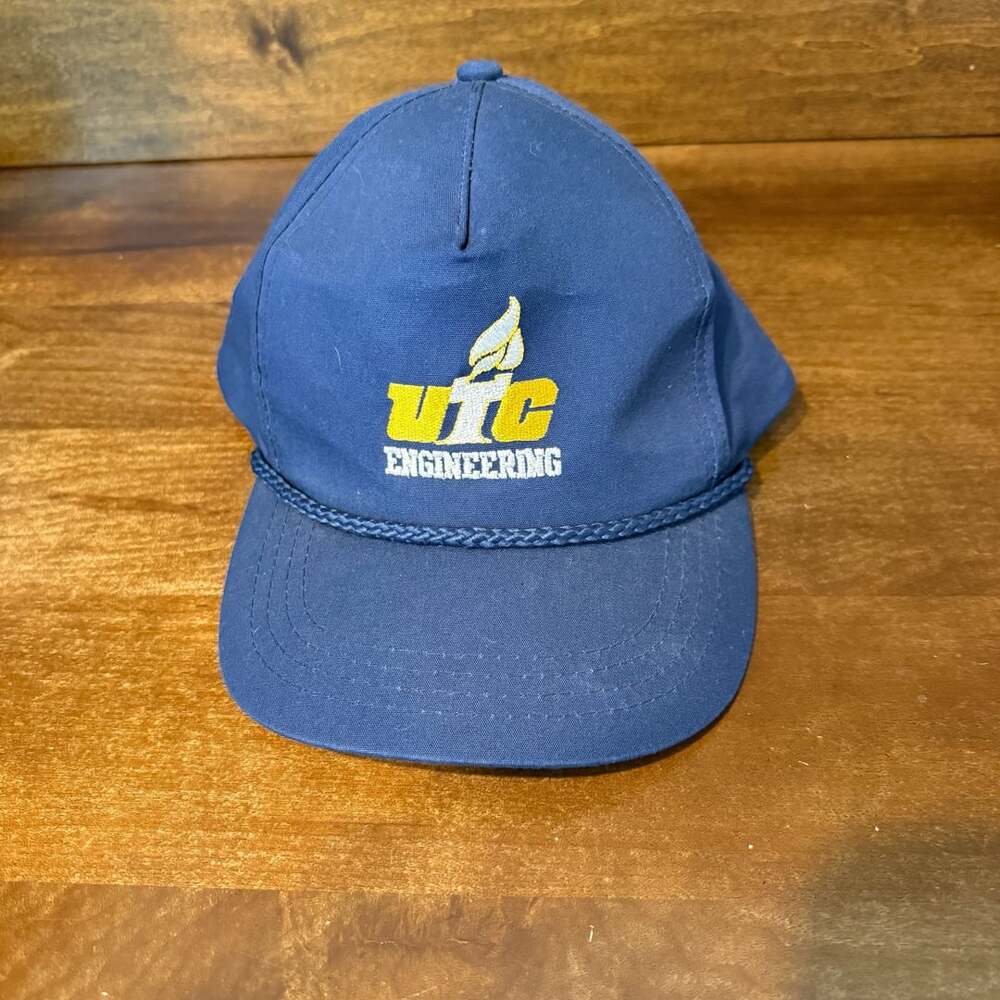 Vintage UTC Engineering Snapback Hat Blue Embroidered Rope Visor